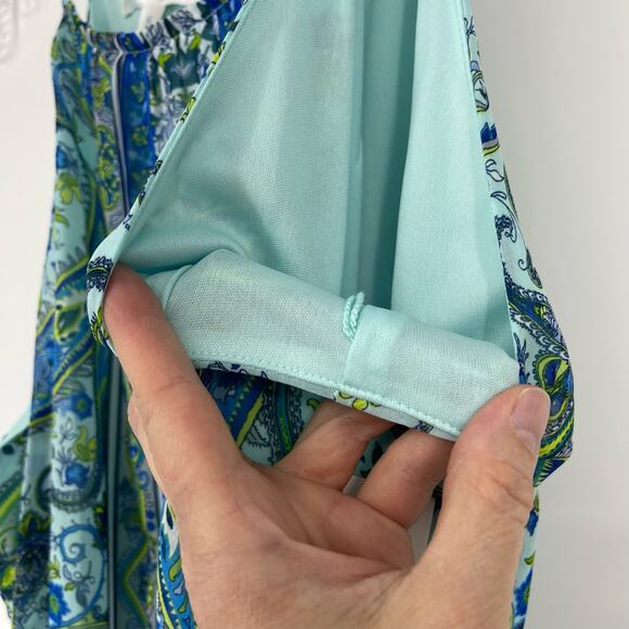 NWT London Times Sleeveless Blue Paisley Dress Sz 14 Garden Fairy Flowy Y2K 90s - Picture 5 of 16